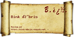 Bink Ábris névjegykártya